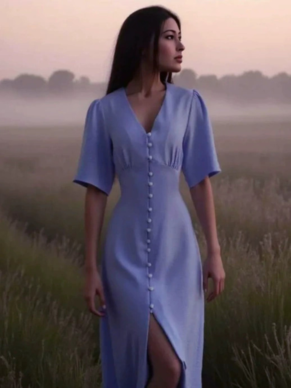 Zara Early Spring Button Down Slim Fit Tea Party Dress